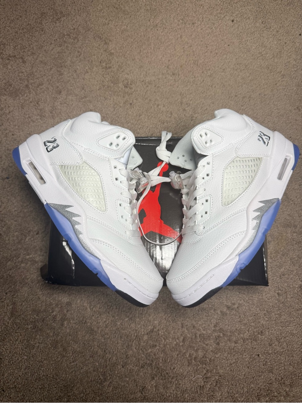 Nike Air Jordan 5 Retro White Silver Ice Blue - Men